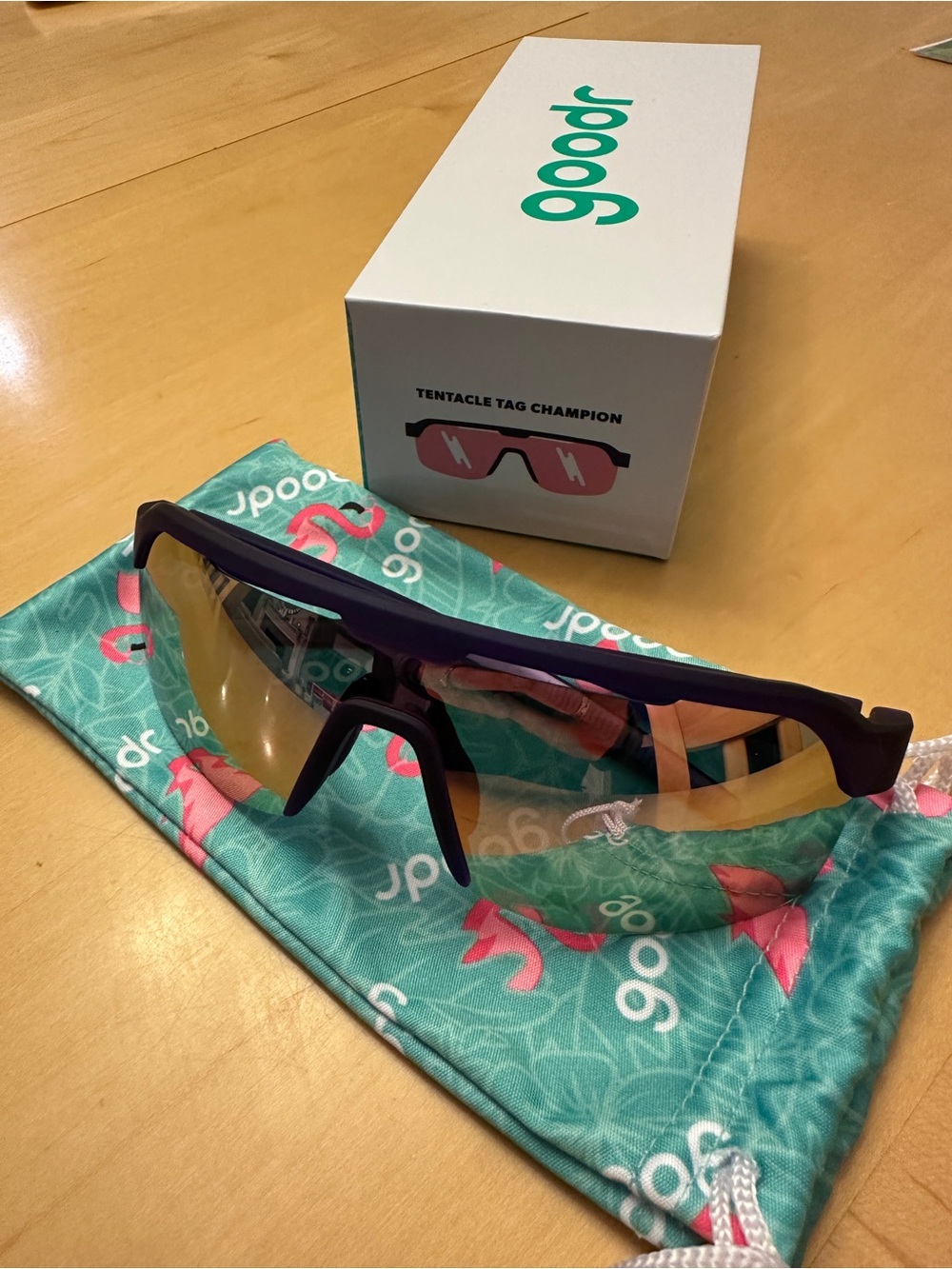 Goodr Running Sunglasses- Purple Tentacle Tag Champion